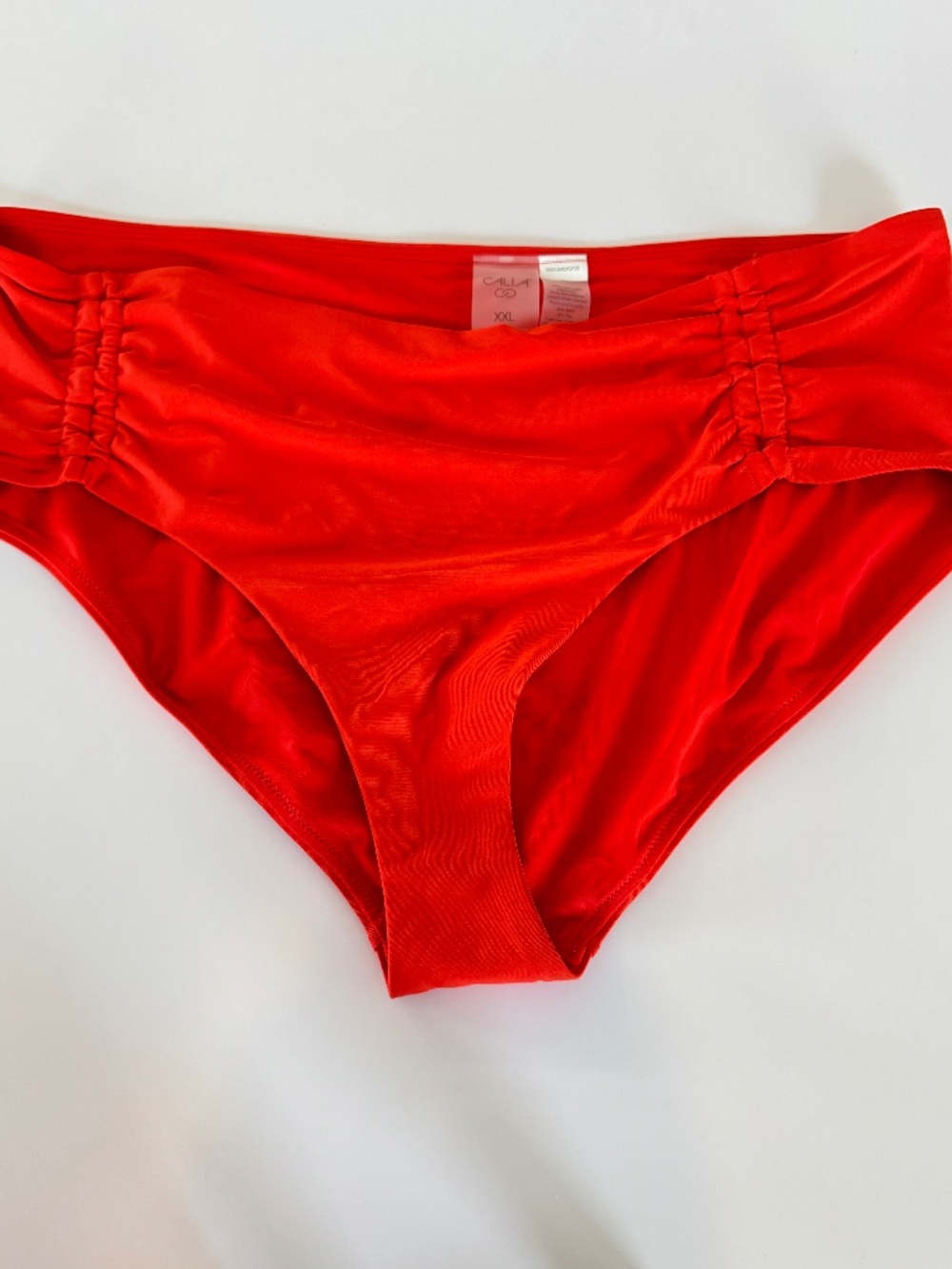 CALIA Red Ruched High-Rise Bikini Bottom Women’s Size XXL